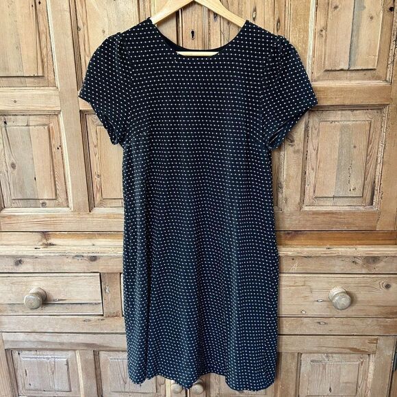 Maeve Small Dress Black White Polka Dot Anthropologie Short Sleeve Button - Picture 1 of 12